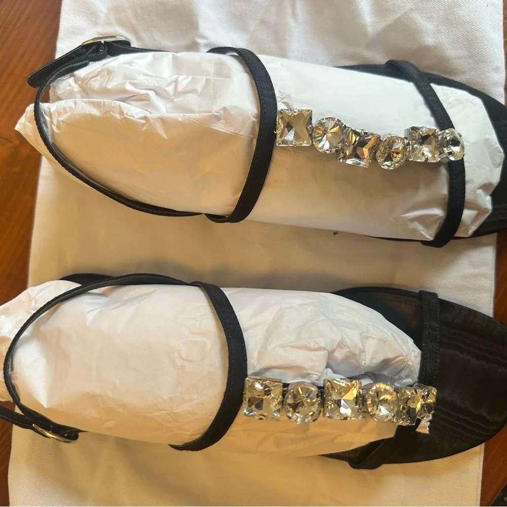 Larroude Black Strappy Sandals with Crystal Embellishments - Picture 5 of 6